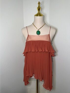Women’s Ruffled Spaghetti Strap Top in Rust